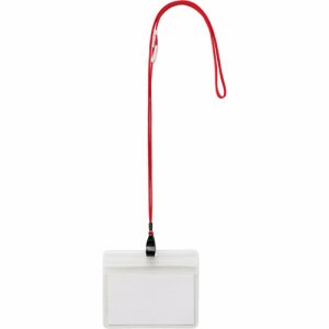 OR-5469-R 吊下げ名札 防水チャック付 大 赤 汎用品