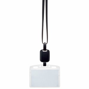 OS-ナフR180D 吊り下げ名札セット(リール式・ソフトケース・チャック式) 黒 30個セット 汎用品 (912-1451)