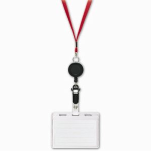 ソニック NF-418-R リール式吊り下げ名札 2枚収納タイプ ソフト 赤 (711-4618) 1セット=10個
