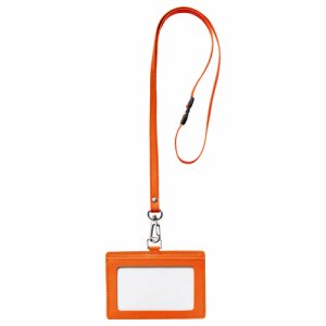FRONT RLNH-E-O 本革製ネームカードホルダー ヨコ型 ストラップ付 オレンジ (414-6742)