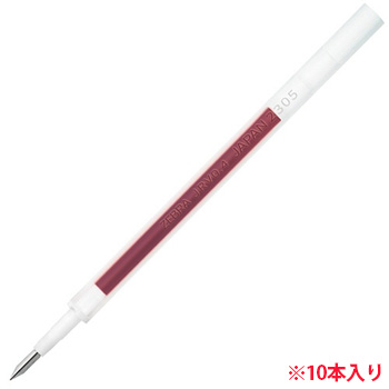 ゼブラ P-RJRV4-R ジェルボールペン替芯 JRV-0.4芯 10本セット 赤