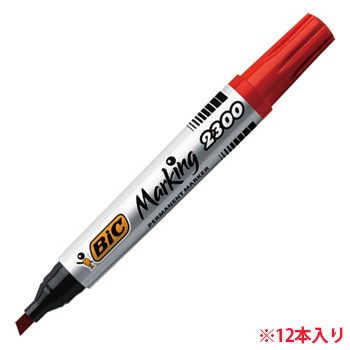 BIC PM2300-RED1P 油性マーカー パーマネントマーカーECO2300 12本セット 赤