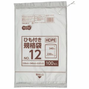 TSHK-QR12T HDPE規格袋 紐あり 12号 ヨコ230×タテ340×厚み0.01mm 汎用品 (315-5462) 1