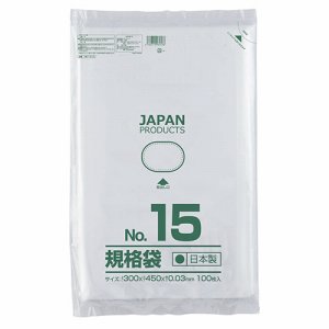 クラフトマン HKT-T015 規格袋 15号 ヨコ300×タテ450×厚み0.03mm (216-3040) 1パック＝100