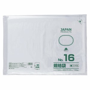 クラフトマン HKT-T016 規格袋 16号 ヨコ340×タテ480×厚み0.03mm (216-3057) 1パック=100