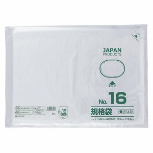 クラフトマン HKT-T016 規格袋 16号 ヨコ340×タテ480×厚み0.03mm (216-3057) 1パック＝100