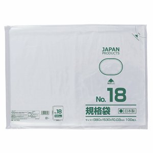 クラフトマン HKT-T018 規格袋 18号 ヨコ380×タテ530×厚み0.03mm (216-3071) 1パック＝100