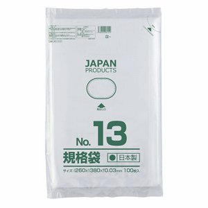 クラフトマン HKT-T013 規格袋 13号 ヨコ260×タテ380×厚み0.03mm (911-5823) 1セット＝100