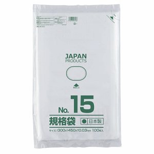 クラフトマン HKT-T015 規格袋 15号 ヨコ300×タテ450×厚み0.03mm (911-5849) 1セット=100