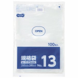 LTR13-TSHK 規格袋 13号 0.03×260×380mm 汎用品 (317-8692) 1パック＝100枚