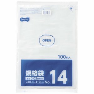 LTR14-TSHK 規格袋 14号 0.03×280×410mm 汎用品 (317-8708) 1パック＝100枚