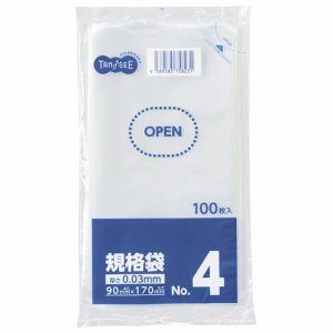 LTR04-TSHK 規格袋 4号 0.03×90×170mm 1セット2000枚 汎用品 (910-5948) 1セット=20