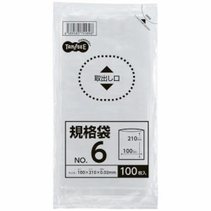 TSHK-LTW06 規格袋 6号 0.02×100×210mm 汎用品 (312-4446) 1パック＝100枚