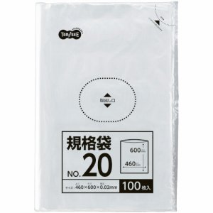 TSHK-LTW20 規格袋 20号 0.02×460×600mm 1セット1000枚 汎用品 (913-6929) 1セット＝