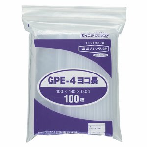 セイニチ GPE-4ヨコナガ ユニパックGP ヨコ長タイプ ヨコ140×タテ100×厚み0.04mm (216-2821) 1パ