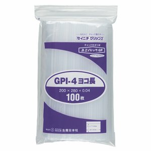 セイニチ GPI-4ヨコナガ ユニパックGP ヨコ長タイプ ヨコ280×タテ200×厚み0.04mm (216-2869) 1パ