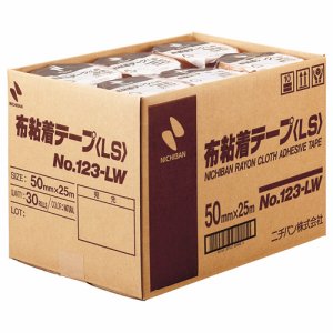 ニチバン 123LW-50 布粘着テープ 50mm×25m (968-4027) 1セット=90巻(30巻×3箱)