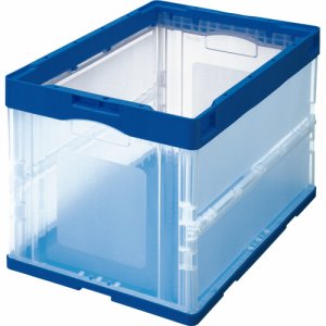 GPOC60BXT 折りたたみコンテナ 60L ダークブルー/透明 10台セット 汎用品 (766-4663) 1セット=10台