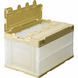 GP-OC75F-T 折りたたみコンテナ フタ付 75L アイボリー/透明 汎用品 (162-5235)
