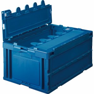 GP-OC40F-B 折りたたみコンテナ フタ付 40L ダークブルー 10台セット 汎用品 (967-5674) 1セット=1
