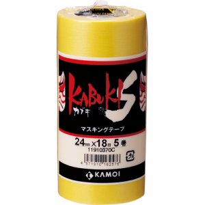 カモ井加工紙 カブキS24 車両塗装用マスキングテープ カブキS 24mm×18M (460-4860) 1パック=5巻