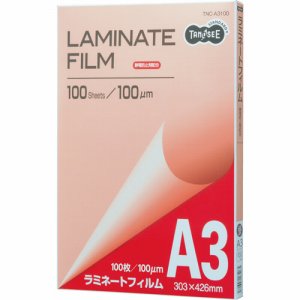 TNC-A3100 ラミネートフィルム A3 グロスタイプ(つや有り) 100μ 1セット500枚 汎用品 (913-2352)