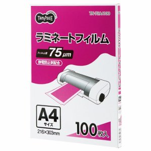 TN-75A4100 ラミネートフィルム A4 グロスタイプ（つや有り） 75μ 汎用品 (215-7223) 1パック＝100