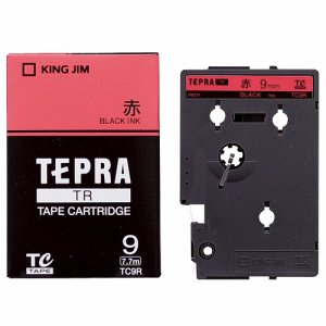 KINGJIM TC9R テプラ TR テープカートリッジ パステル 9mm 赤/黒文字 (017-6767)