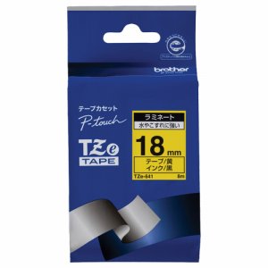 BROTHER TZE-641 ピータッチ TZEテープ ラミネートテープ 18mm 黄 /黒文字 (616-4836)