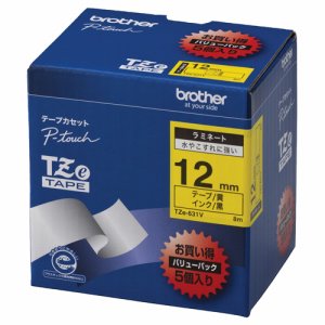 BROTHER TZE-631V ピータッチ TZEテープ ラミネートテープ 12mm 黄 /黒文字 業務用パック (616-5