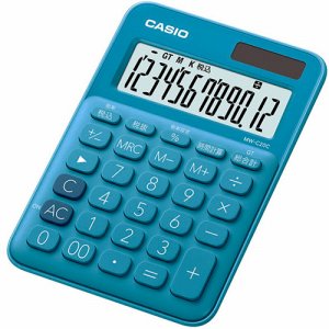 カシオ MW-C20C-BU-N カラフル電卓 ミニジャストタイプ 12桁 レイクブルー (216-1138)