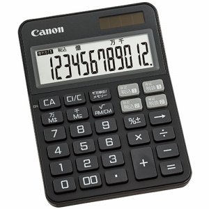 CANON 2307C001 カラフル電卓 ミニ卓上 KS-125WUC-BK 12桁 ブラック (216-1213)