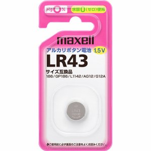 MAXELL LR43 1BS アルカリボタン電池 1.5V (211-1513)