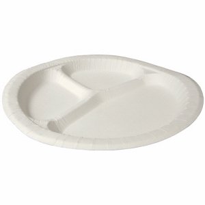 ペーパーウェア NSP-24 ナチュラルパルププレート 仕切付 24CM (561-6864) 1パック=50枚