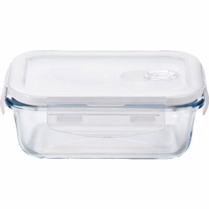 石塚硝子 H-8763 ガラス保存容器 COOK-LOCK レクタングル 400ml (068-9528)