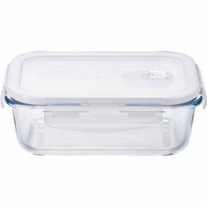 石塚硝子 H-8764 ガラス保存容器 COOK-LOCK レクタングル 600ml (068-9535)