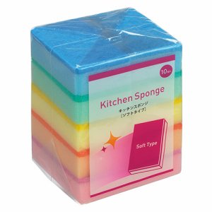 TS10S キッチンスポンジ ソフト 50個セット 汎用品 (763-6974) 1セット=50個(10個×5パック)