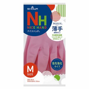 ショーワグローブ NHMU-MP ナイスハンドミュー 薄手 M ピンク (769-6350) 1セット=10双