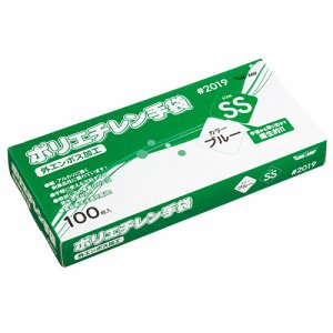 川西工業 #2019 ブル- SS ポリエチレン手袋 #2019 外エンボス ブルー (262-7896) 1箱=100枚