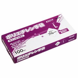 川西工業 #2019 ブル- L ポリエチレン手袋 #2019 外エンボス ブルー (262-7926) 1箱=100枚