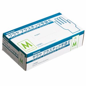 サラヤ 53515 プラスチック手袋E 粉無 (263-7536) 1箱=100枚