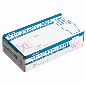 サラヤ 53517 プラスチック手袋E 粉無 (263-7550) 1箱=100枚
