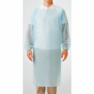 川西工業 4442ブル- ポリエチ袖付エプロン フリーサイズ ブルー 4442 (369-8510) 1箱=10枚
