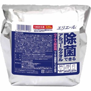 大王製紙 Eジヨキウカエ320 エリエール 除菌できるアルコールタオル ウィルス除去用大容量 つめかえ用 (767-0855)