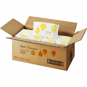 TWN-80T ノンアルコール除菌ウエットティッシュ 詰替用 20パックセット 汎用品 (968-6052) 1セット=20パッ