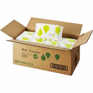 TWJ-80T アルコール除菌ウエットティッシュ 詰替用 20パックセット 汎用品 (966-2209) 1セット=1600枚(