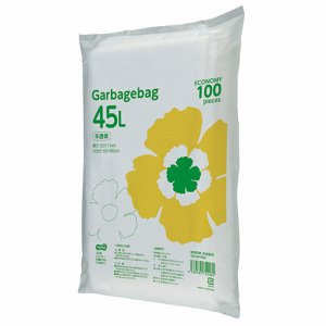 TG100-45N ゴミ袋エコノミー 半透明 45L 1セット1000枚 汎用品 (766-1693) 1セット=1000枚(1