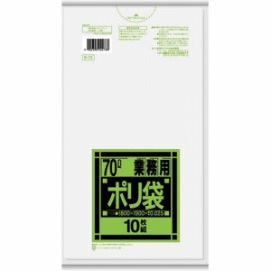 日本サニパック K-73 業務用ポリ袋 強化 半透明 70L (264-3914) 1パック=10枚