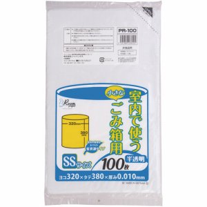 ジャパックス PR100 室内用ポリ袋 半透明 SS 3L (069-2317) 1パック=100枚