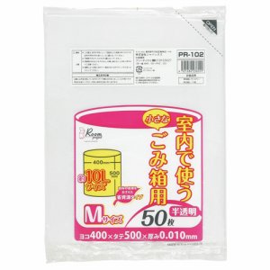 ジャパックス PR102 室内用ポリ袋 半透明 M 10L (460-7335) 1パック=50枚